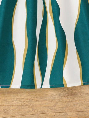 Girls' Striped Dress with Ruffled Sleeve Frock