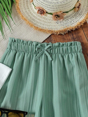 Girls' Floral Crop Top and Wide-Leg Pants Set