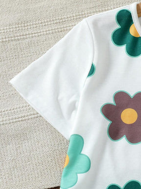 Girls' Floral Crop Top and Wide-Leg Pants Set